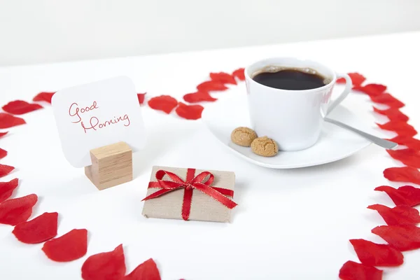 Good morning heart coffee — Stock Photo, Image