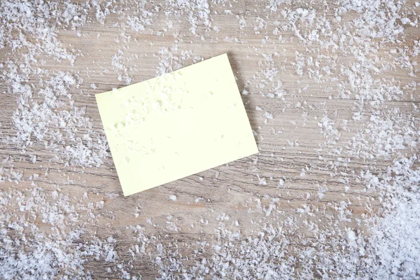 Nota appiccicosa con sfondo neve — Foto Stock