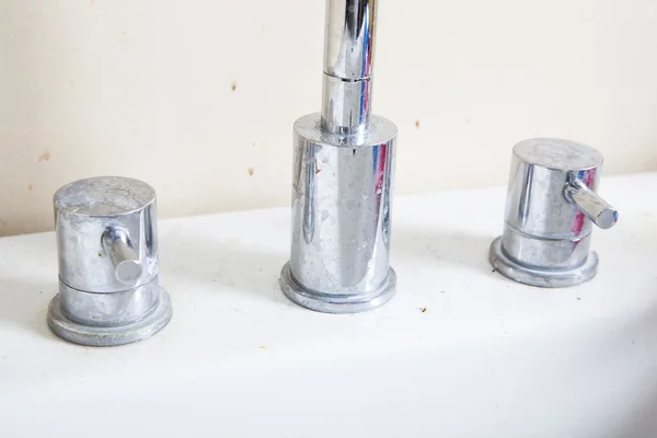 Calcareous deposits on faucet — Stock Photo, Image