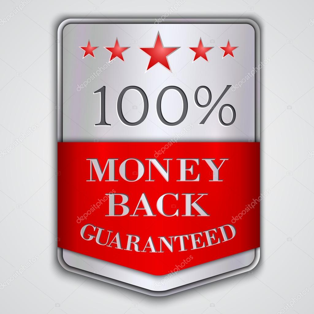 Vector  silver badge label with money back guaranteed  text