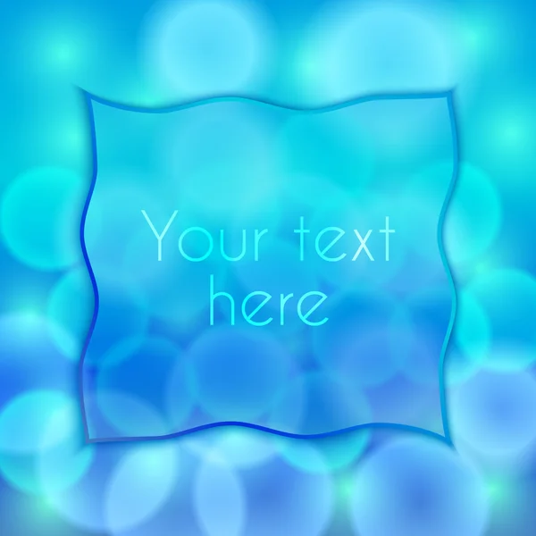 Vector abstracte blauwe achtergrond met bokeh effect en frame — Stockvector