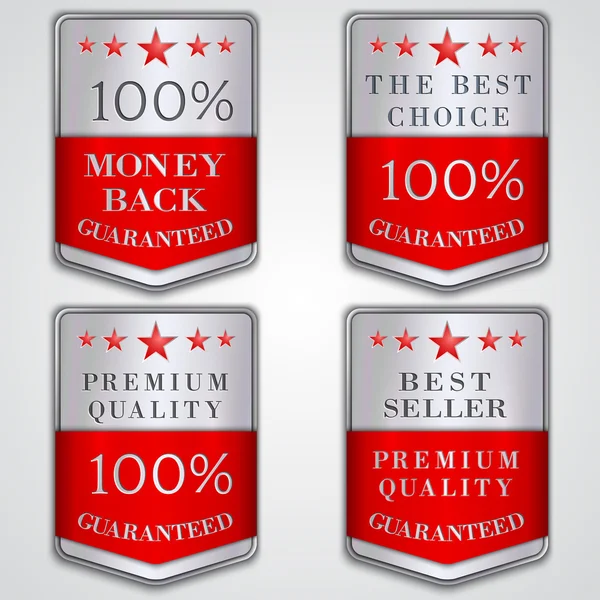 Set di etichette per badge in argento vettoriale con qualità premium e testo best seller — Vettoriale Stock