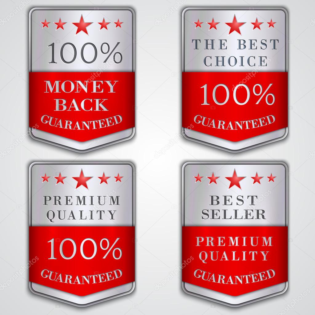 Vector silver badge label set with premium quality and best seller text