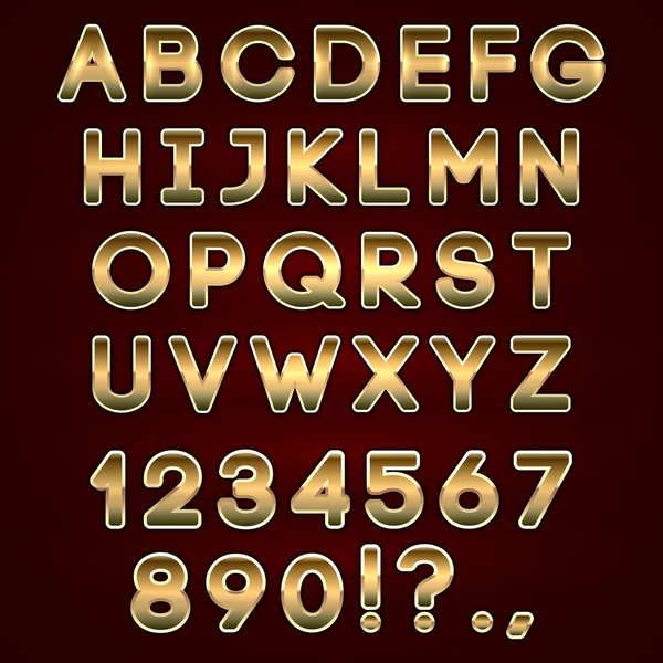 Kalın altın neon alfabesi harfleri koyu arka plan üzerinde vektör — Stok Vektör