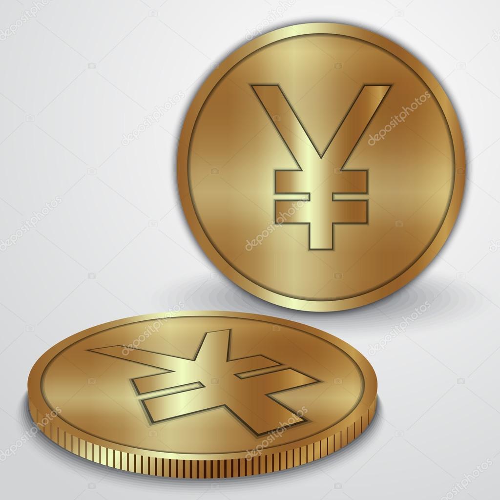 Vector illustration of gold coins with Japanese Yen currency sign