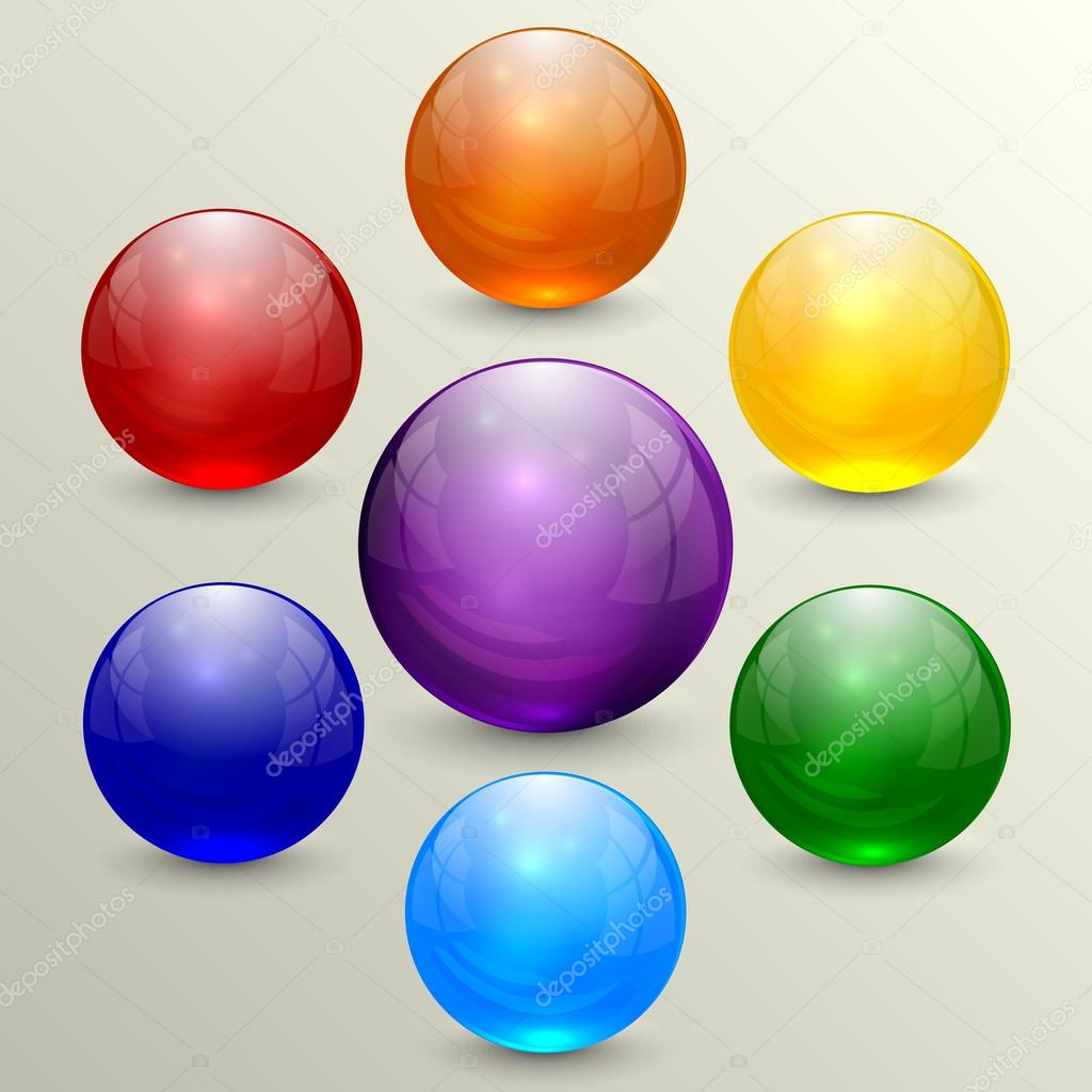 Vector set of colorful crystal globes