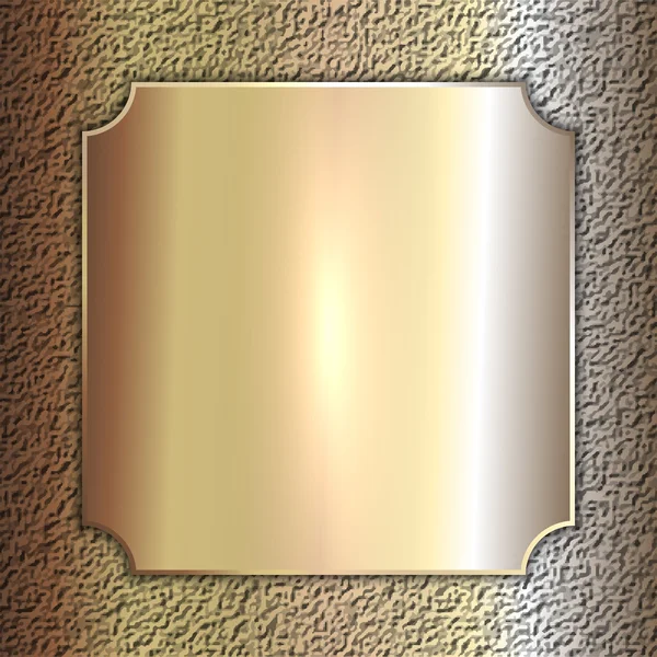 Vector de metal precioso placa dorada sobre fondo de piedra — Vector de stock