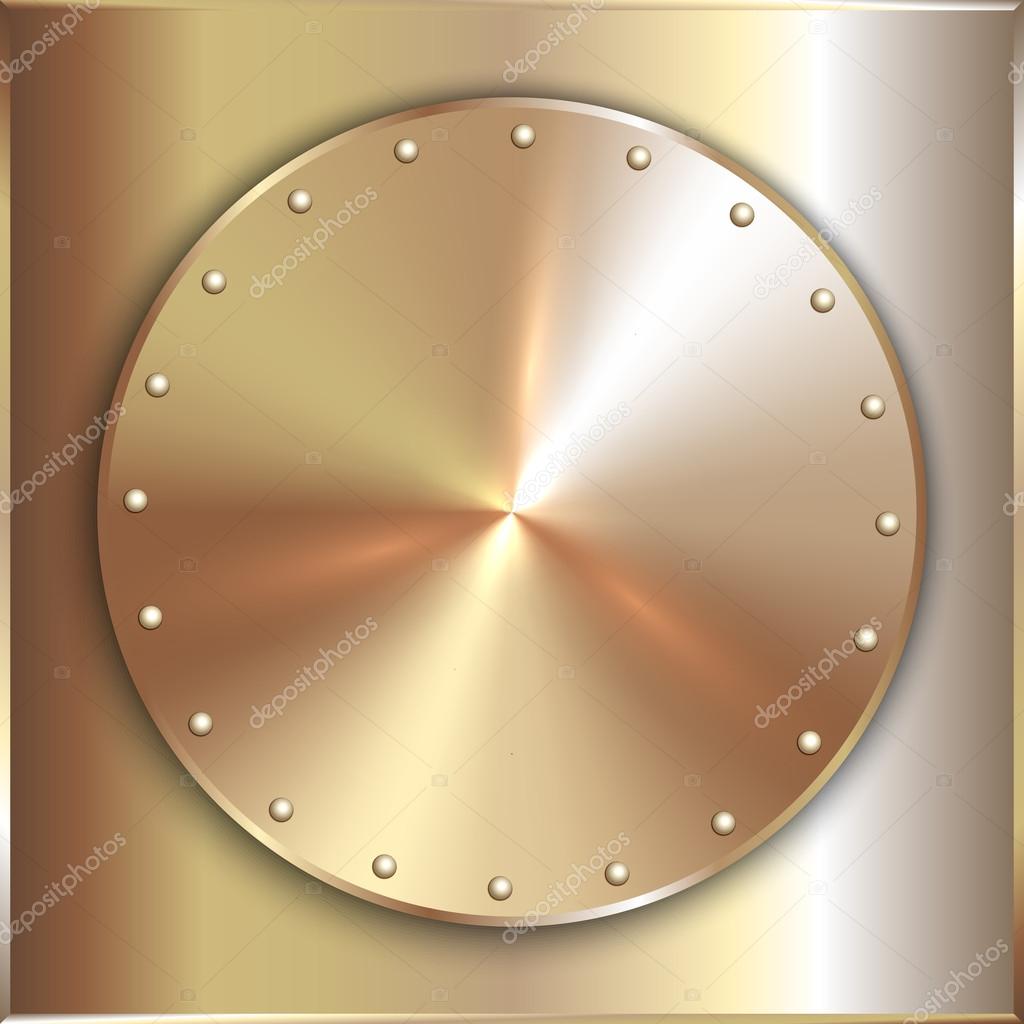 Vector precious metal round golden plate with rivets Stock Vector Image ...