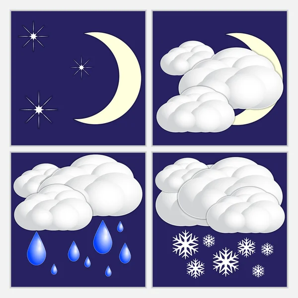Vector abstract night  weather image set — Stock Vector