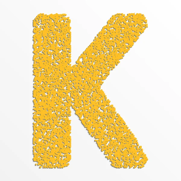 Vector multi kleur alfabet met graan textuur, letter K — Stockvector