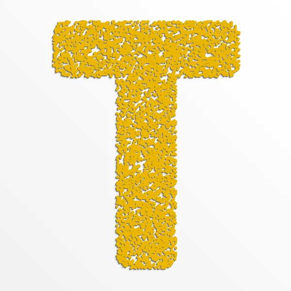 Vector multi color alphabet with grain texture, letter T — Stock Vector