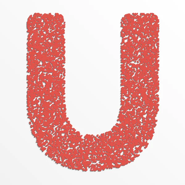 Vector multi kleur alfabet met graan textuur, letter U — Stockvector