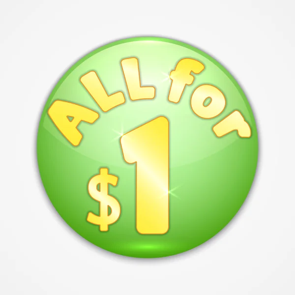 Sticker vectoriel abstrait rond vert tout pour un dollar — Image vectorielle