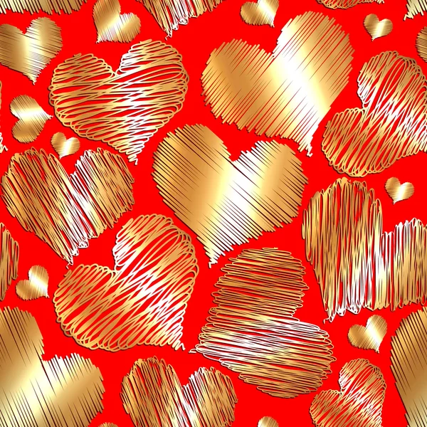 聖バレンタインのベクトル抽象的な愛心シームレス背景 — ストックベクタ