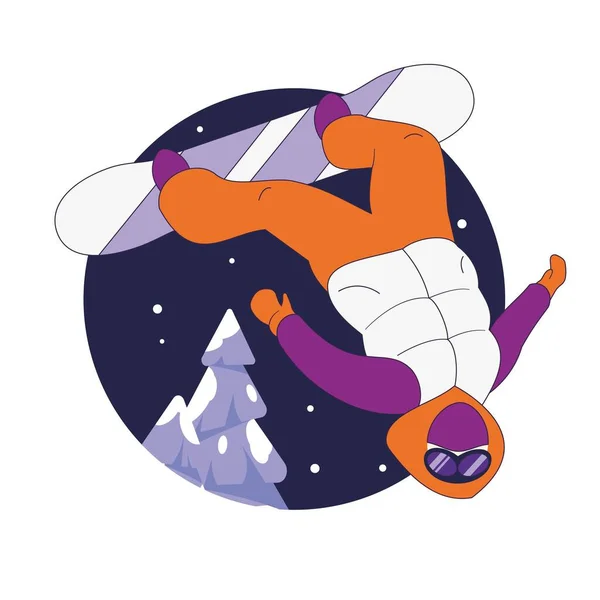 Snowboarder Realizando Salto Extremo Estilo Libre Deportes Invierno — Vector de stock