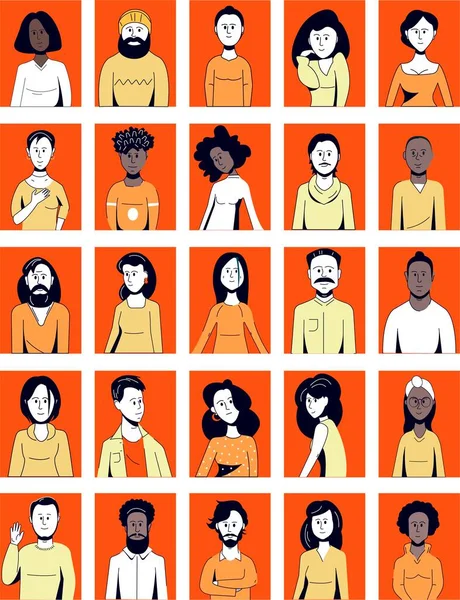 Conjunto Imágenes Personas Para Avatares Iconos Usuarios Redes Sociales Retratos — Vector de stock