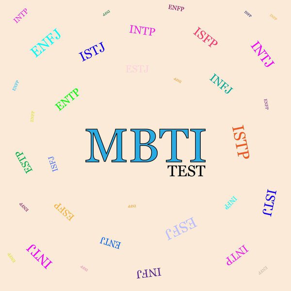 WebSeamless vector pattern. MBTI test. Isolated on a white background. Vector graphics. Vector EPS10.