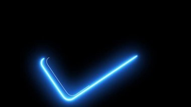 Siyah arkaplanda neon mavi akıllı telefon.