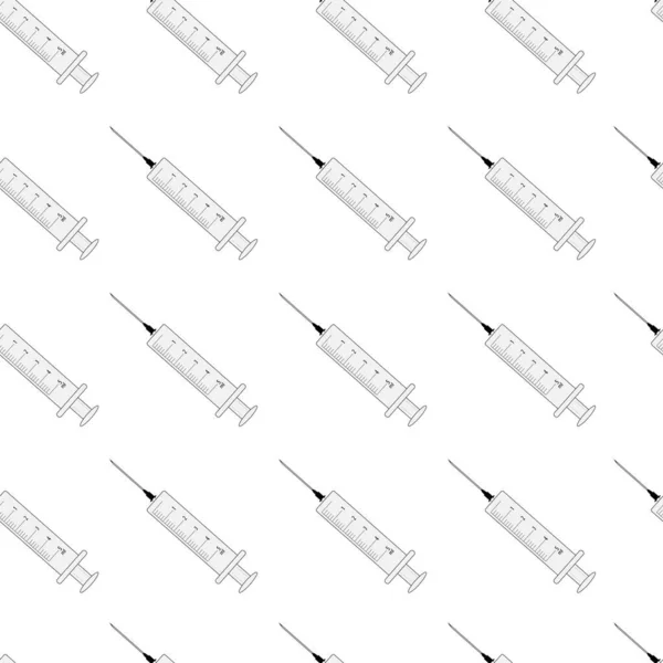 Seamless Vector Pattern Syringe Isolated White Background Vaccination Concept Epidemic — Stock Vector