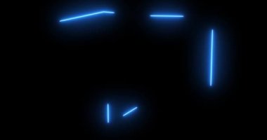 Siyah arka planda neon çizgileri olan ev aletleri. Bilgisayar, telefon, çamaşır makinesi, ütü, televizyon. Ev aletlerinin reklamı. Aletlerin yeni animasyonu. Özellikler.