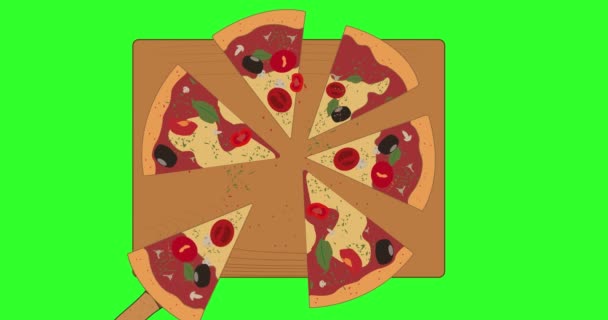 Kawałki pizzy są na brązowym talerzu. — Wideo stockowe