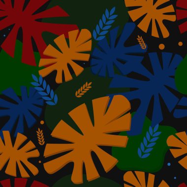 Vektör kusursuz desen. Tropik yapraklar.