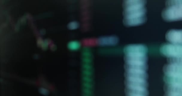 Összpontosítatlan Homályos Háttér Monitor Élő Pénzügyi Diagramok Grafikonok Crypto Devizakereskedelem — Stock videók