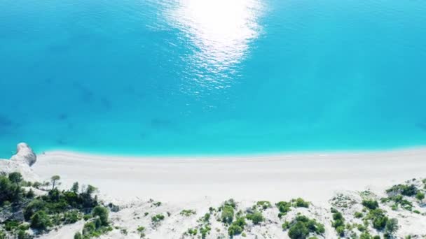 Uitzicht Vanuit Lucht Kustlijn Met Turquoise Zeewater Het Eiland Lefkada — Stockvideo