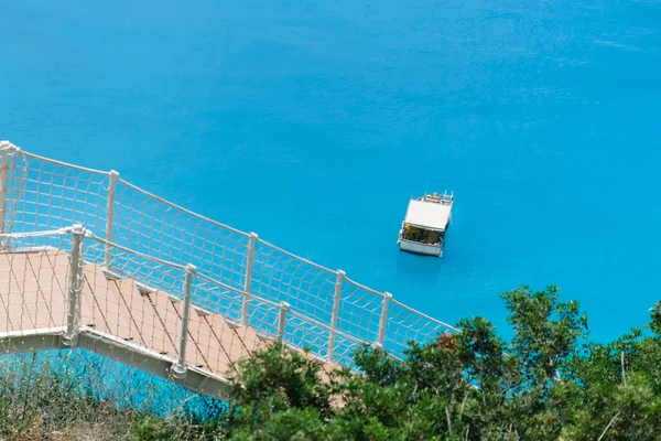 Nuevas Escaleras Egremni Beach Lefkada 2021 Vacaciones Verano Grecia — Foto de Stock