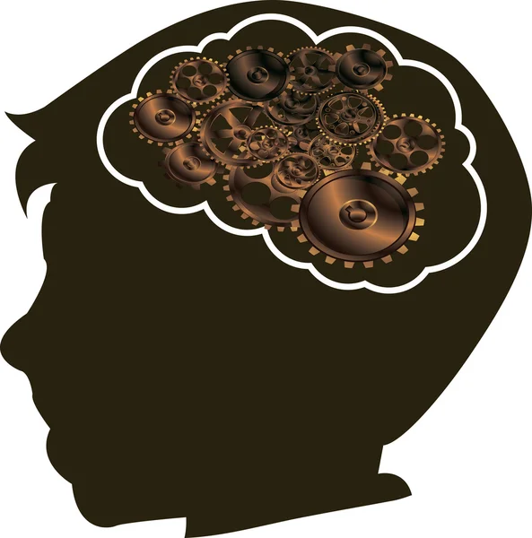 Brain and gear — Stock Vector