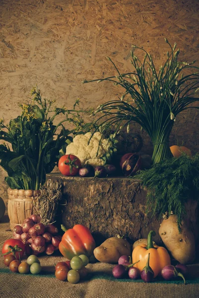 Натюрморт Овочі, трави та фрукти . — стокове фото