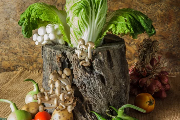 Nature morte Légumes, herbes et fruits — Photo