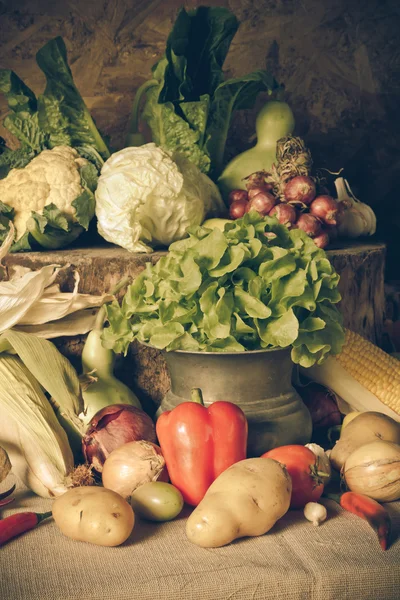 Stilleben grönsaker, örter och frukter. — Stockfoto