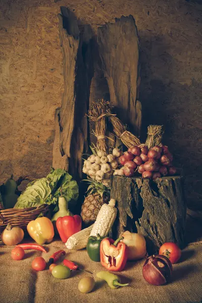 Nature morte Verdure, Erbe e Frutta . — Foto Stock