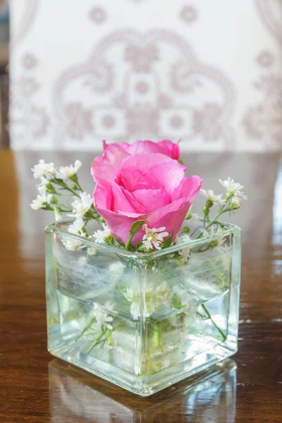 Rose rose dans un vase — Photo