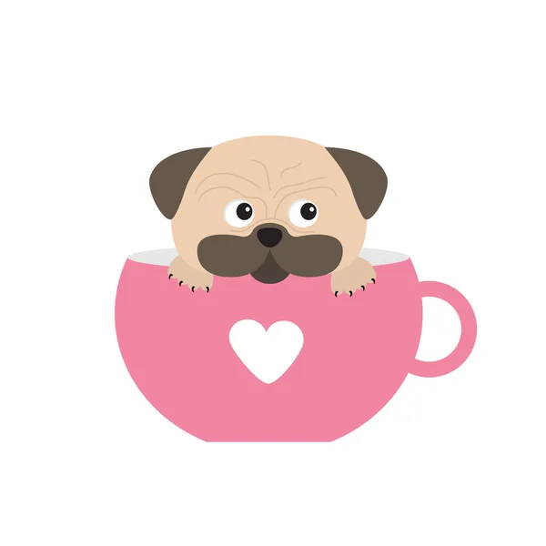 Trapeadores perro sentado en rosa taza — Archivo Imágenes Vectoriales