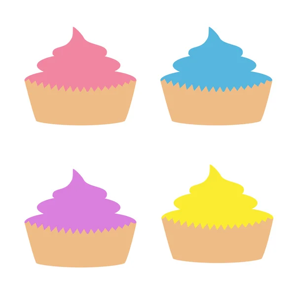 Conjunto de cupcakes doces — Vetor de Stock