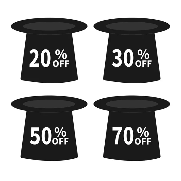 Magic hats set with sales — Stock Vector