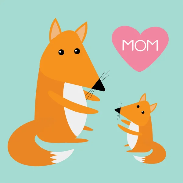 Fox moeder en baby — Stockvector