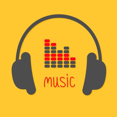 Kulaklıklar, ekolayzır ve kırmızı müzik kelime