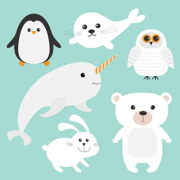 Arctic polar dieren set. — Stockvector