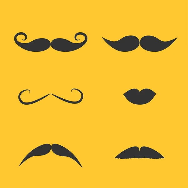 Set of mustaches and lips — Stock Vector