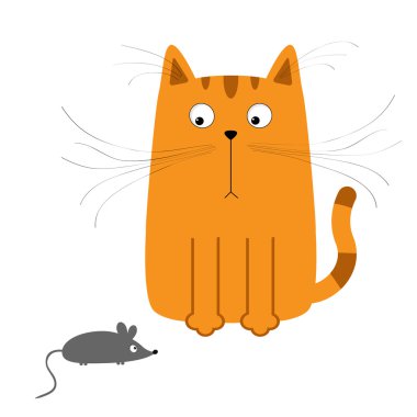 Sevimli kırmızı turuncu çizgi kedi