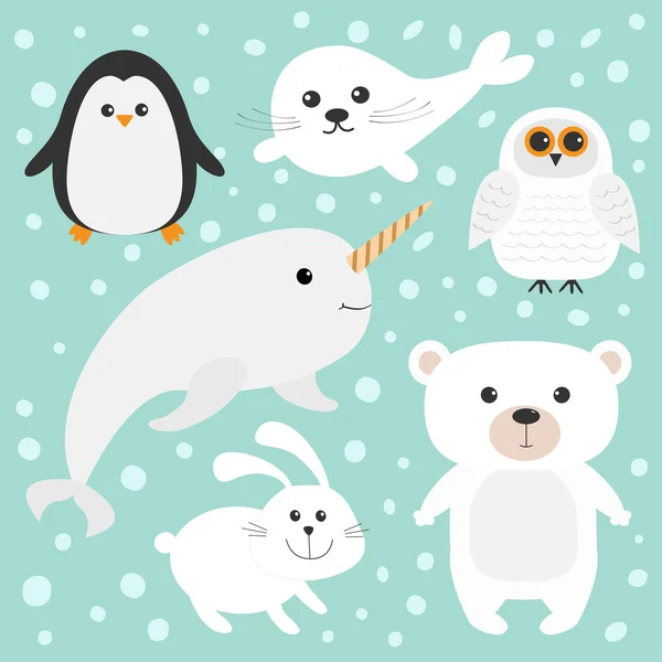 Arctic polar animals set — Stock Vector