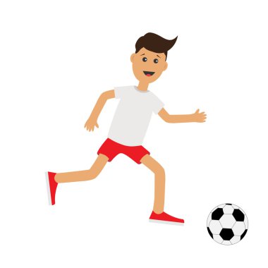 Futbol topu ile çalışan adam çizgi film