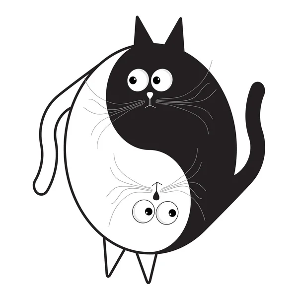 Белый и чёрный милый кот — стоковый вектор