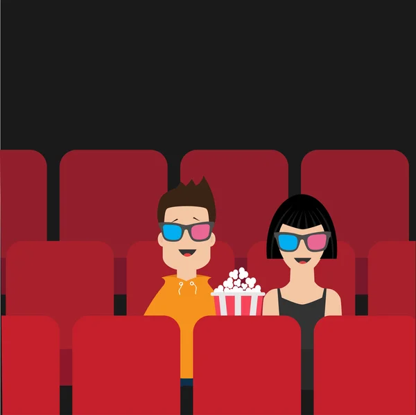 Pár sedící v kině — Stockový vektor