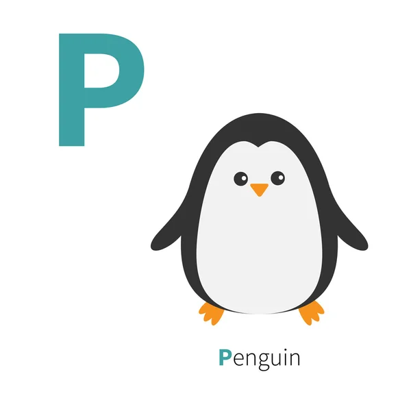 Letter P and Penguin — Stock Vector