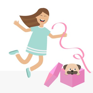 kız ve pug köpek