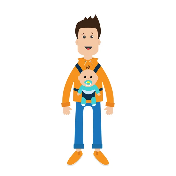 Male character holding son — Stock Vector